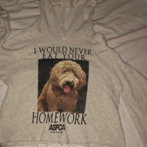 “I would never eat your homework” graphic t w/hood